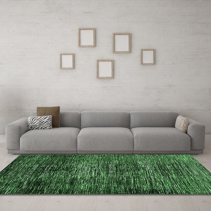 Machine Washable Abstract Emerald Green Modern Area Rugs in a Living Room,, wshabs424emgrn
