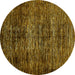 Round Abstract Yellow Modern Rug, abs424yw