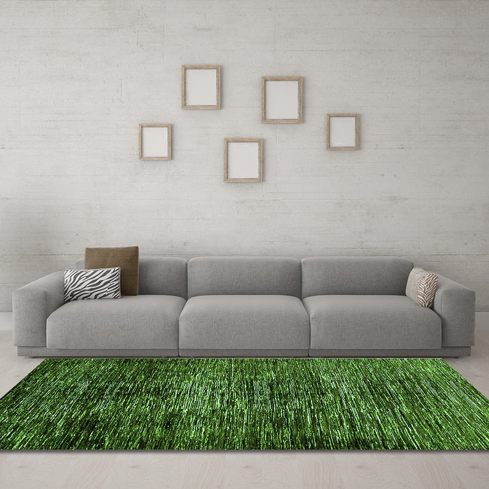 Machine Washable Abstract Green Modern Area Rugs in a Living Room,, wshabs424grn