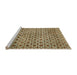 Sideview of Machine Washable Abstract Ginger Brown Green Rug, wshabs425