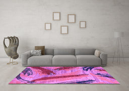 Machine Washable Oriental Purple Modern Area Rugs in a Living Room, wshabs4250pur
