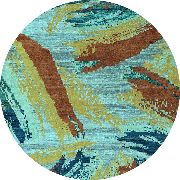 Round Oriental Light Blue Modern Rug, abs4250lblu