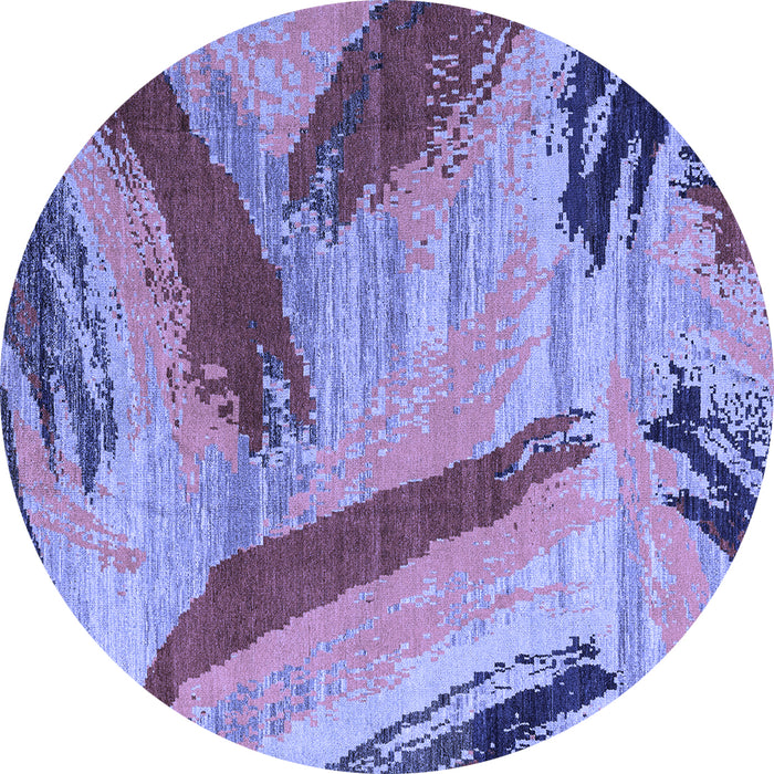 Round Machine Washable Oriental Blue Modern Rug, wshabs4250blu