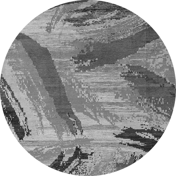 Round Machine Washable Oriental Gray Modern Rug, wshabs4250gry