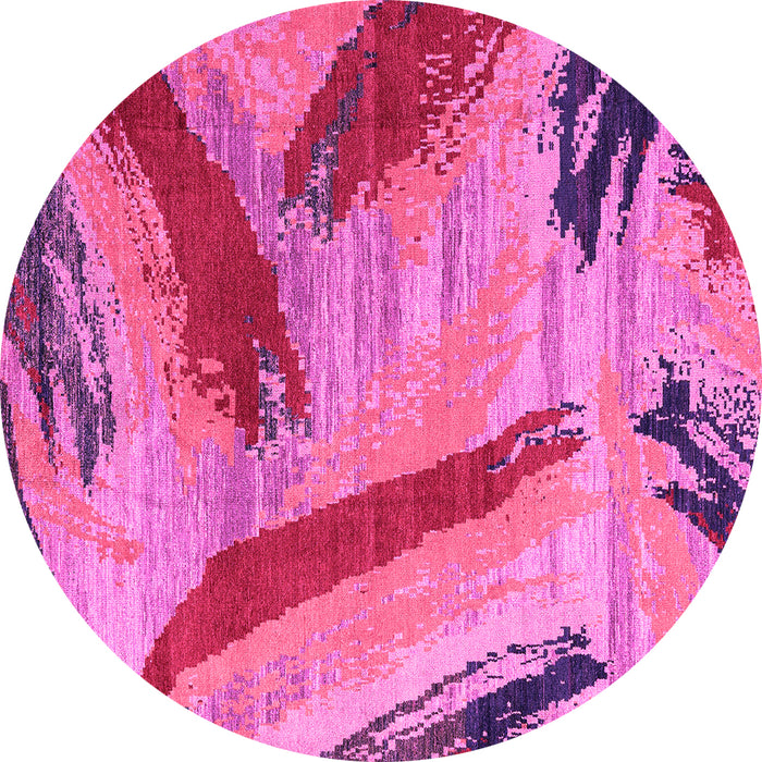Round Machine Washable Oriental Pink Modern Rug, wshabs4250pnk