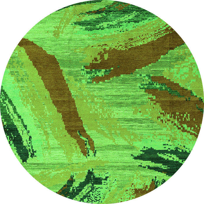 Round Oriental Green Modern Rug, abs4250grn