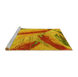 Sideview of Machine Washable Oriental Yellow Modern Rug, wshabs4250yw
