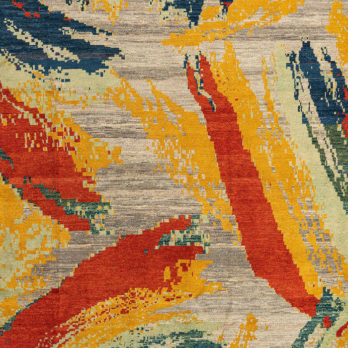 Machine Washable Abstract Metallic Gold Rug, wshabs4250