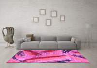 Machine Washable Oriental Pink Modern Rug, wshabs4250pnk