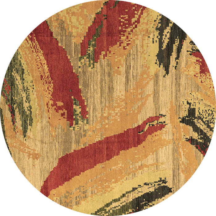 Round Machine Washable Oriental Brown Modern Rug, wshabs4250brn