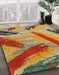 Machine Washable Abstract Metallic Gold Rug in a Family Room, wshabs4250