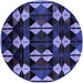 Round Oriental Blue Modern Rug, abs4251blu