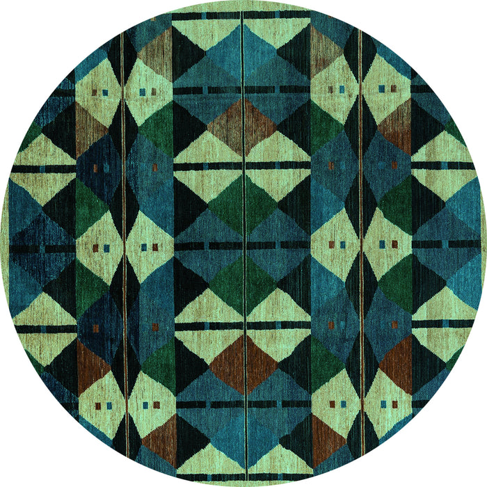Round Oriental Turquoise Modern Rug, abs4251turq