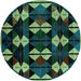 Round Oriental Turquoise Modern Rug, abs4251turq