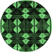 Round Oriental Emerald Green Modern Rug, abs4251emgrn