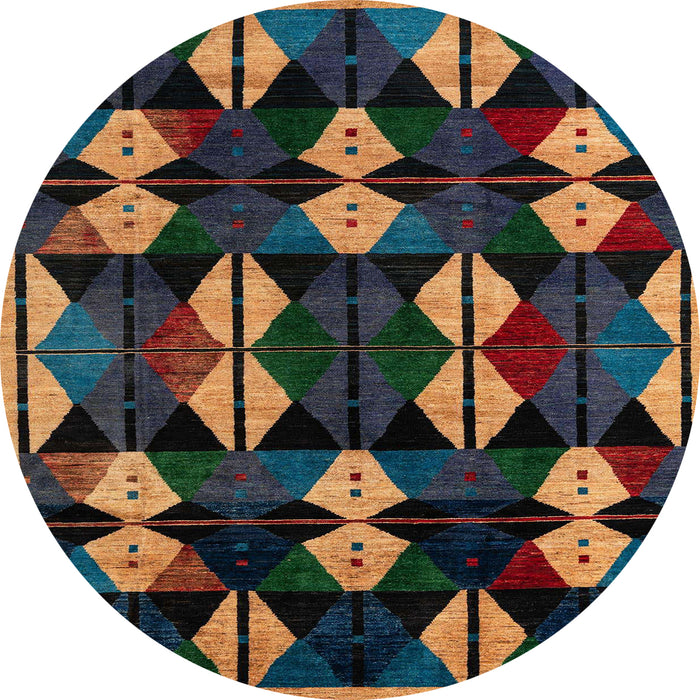 Round Abstract Brown Oriental Rug, abs4251