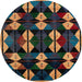 Round Abstract Brown Oriental Rug, abs4251