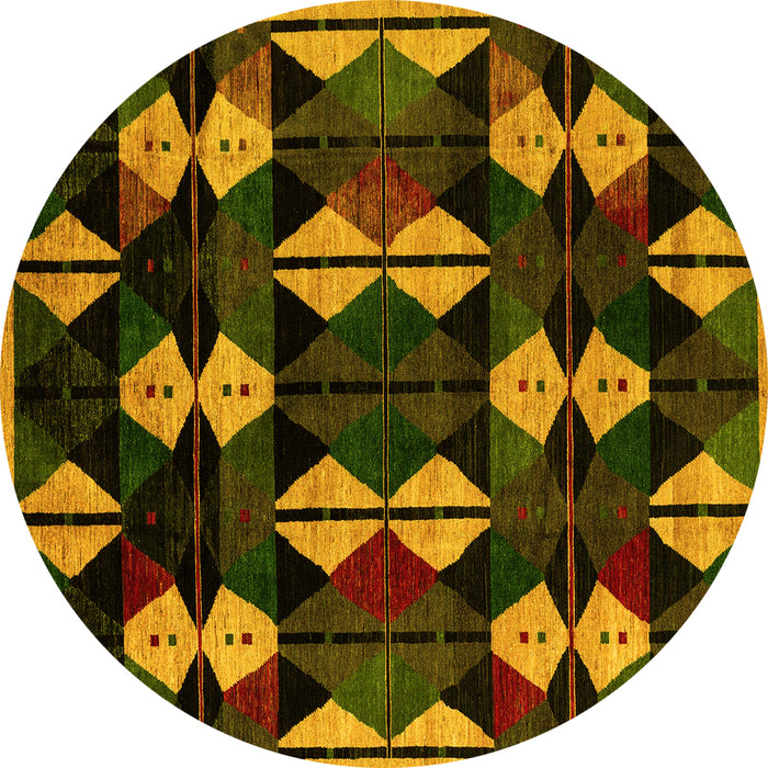 Round Oriental Yellow Modern Rug, abs4251yw