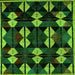 Square Machine Washable Oriental Green Modern Area Rugs, wshabs4251grn