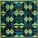 Square Oriental Turquoise Modern Rug, abs4251turq