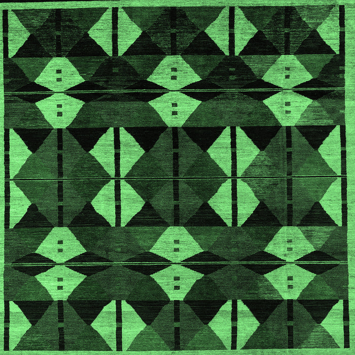 Square Machine Washable Oriental Emerald Green Modern Area Rugs, wshabs4251emgrn