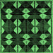 Square Machine Washable Oriental Emerald Green Modern Area Rugs, wshabs4251emgrn