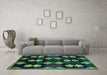 Machine Washable Oriental Turquoise Modern Area Rugs in a Living Room,, wshabs4251turq