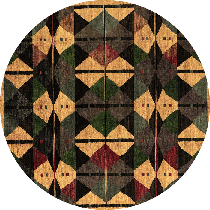 Round Oriental Brown Modern Rug, abs4251brn