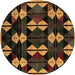 Round Oriental Brown Modern Rug, abs4251brn