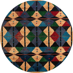 Round Machine Washable Abstract Brown Rug, wshabs4251