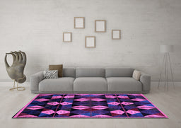 Machine Washable Oriental Purple Modern Area Rugs in a Living Room, wshabs4251pur