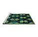 Sideview of Machine Washable Oriental Turquoise Modern Area Rugs, wshabs4251turq