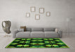 Machine Washable Oriental Green Modern Area Rugs in a Living Room,, wshabs4251grn