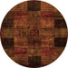 Round Machine Washable Oriental Orange Modern Area Rugs, wshabs4252org