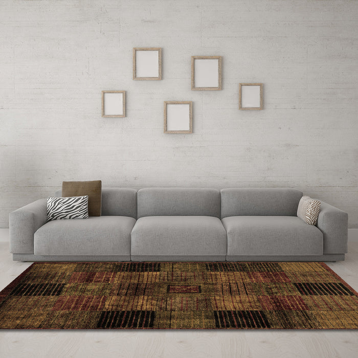 Machine Washable Oriental Brown Modern Rug in a Living Room,, wshabs4252brn