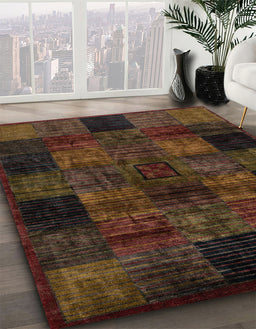 Abstract Red Oriental Rug in Family Room, abs4252