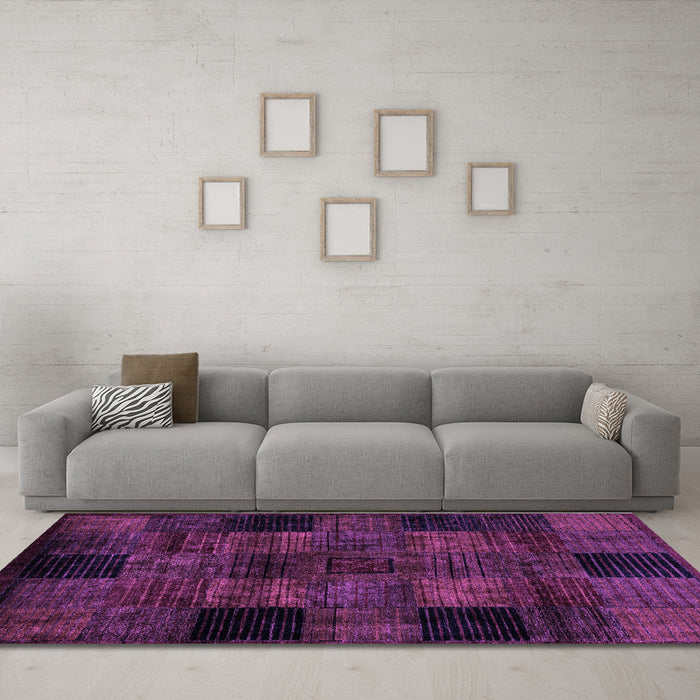 Machine Washable Oriental Purple Modern Area Rugs in a Living Room, wshabs4252pur