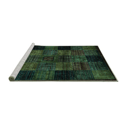 Sideview of Machine Washable Oriental Turquoise Modern Area Rugs, wshabs4252turq