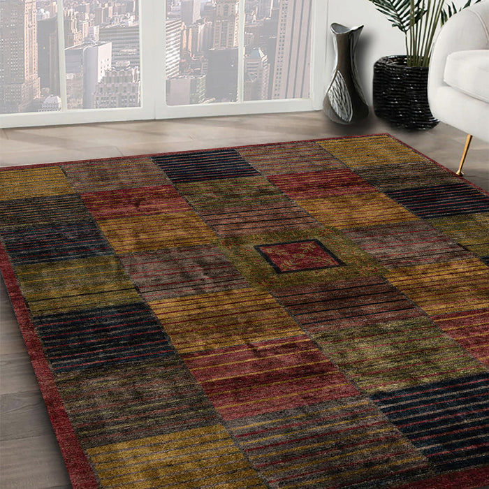 Abstract Red Oriental Rug in Family Room, abs4252