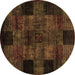 Round Oriental Brown Modern Rug, abs4252brn