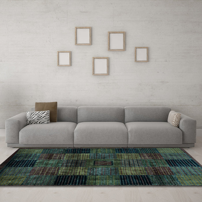 Machine Washable Oriental Light Blue Modern Rug in a Living Room, wshabs4252lblu