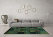 Machine Washable Oriental Turquoise Modern Area Rugs in a Living Room,, wshabs4252turq