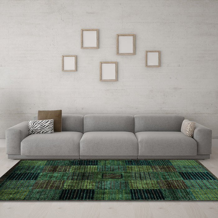 Machine Washable Oriental Turquoise Modern Area Rugs in a Living Room,, wshabs4252turq