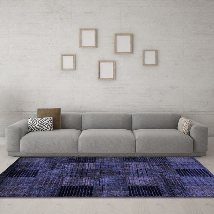 Machine Washable Oriental Blue Modern Rug in a Living Room, wshabs4252blu