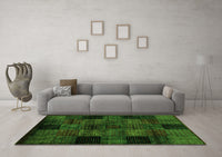 Machine Washable Oriental Green Modern Rug, wshabs4252grn