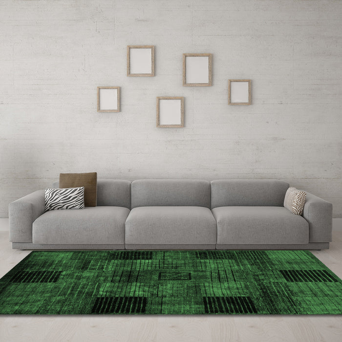 Machine Washable Oriental Emerald Green Modern Area Rugs in a Living Room,, wshabs4252emgrn