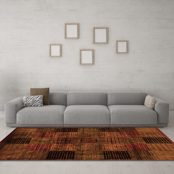 Machine Washable Oriental Orange Modern Area Rugs in a Living Room, wshabs4252org