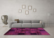 Machine Washable Oriental Pink Modern Rug in a Living Room, wshabs4252pnk