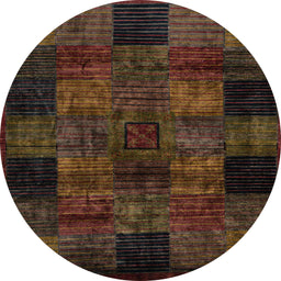 Round Abstract Red Oriental Rug, abs4252