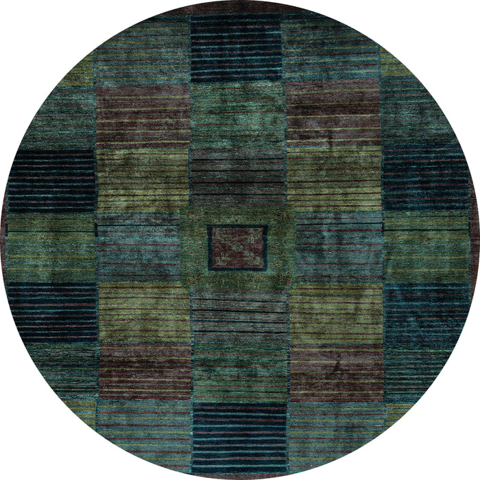 Round Machine Washable Oriental Light Blue Modern Rug, wshabs4252lblu